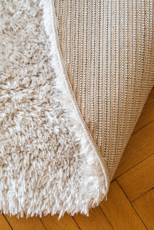 Cosy Beige Shaggy Thick Plush Rug 9906