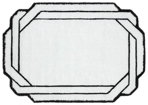 Florida Black White Shaggy Thick Plush Rug 5241