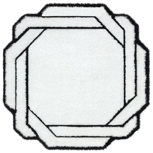 Florida Black White Shaggy Thick Plush Rug 5241