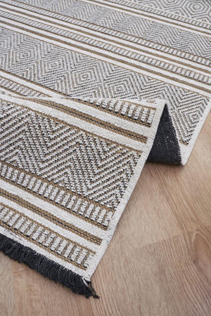 Gloria Jute Scandinavian Patterned Cream Kilim Rug 4001