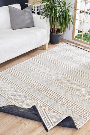 Gloria Jute Scandinavian Patterned Cream Kilim Rug 4001