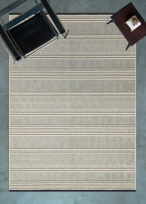 Gloria Jute Scandinavian Patterned Cream Kilim Rug 4001
