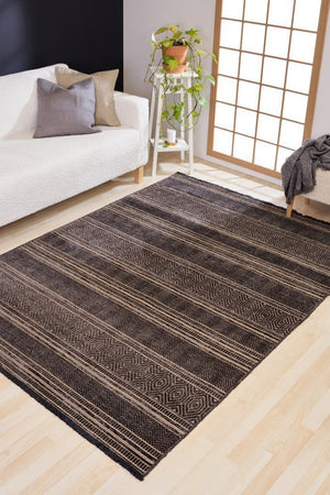 Gloria Jute Scandinavian Patterned Grey Kilim Rug 4004