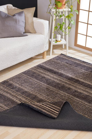 Gloria Jute Scandinavian Patterned Grey Kilim Rug 4004