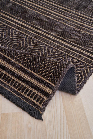 Gloria Jute Scandinavian Patterned Grey Kilim Rug 4004