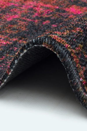 Gravity Red Thin Rug With Washable Fringes 2307