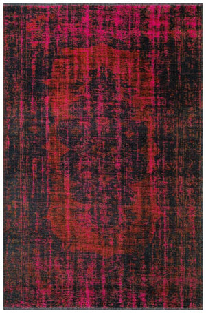 Gravity Red Thin Rug With Washable Fringes 2307