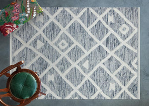 Habitat Blue Scandinavian Patterned Shaggy Cotton Children's Rug 7621