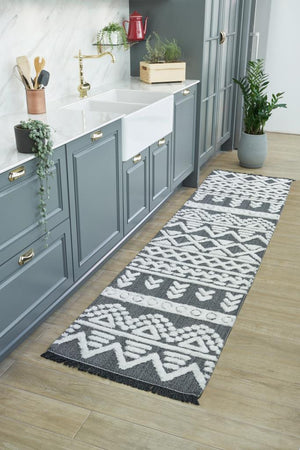 Habitat Grey Scandinavian Patterned Shaggy Cotton Children's Rug 7602