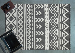 Habitat Grey Scandinavian Patterned Shaggy Cotton Children's Rug 7602