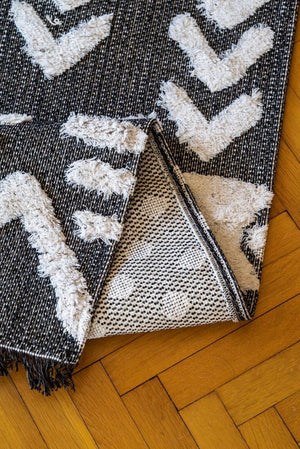 Habitat Grey Scandinavian Patterned Shaggy Cotton Children's Rug 7602