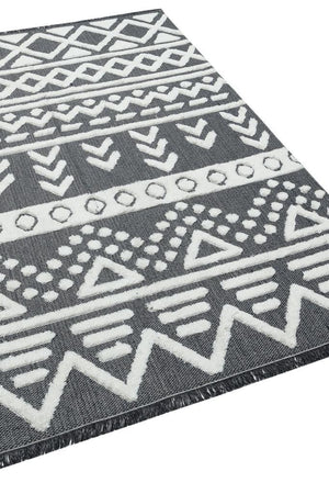 Habitat Grey Scandinavian Patterned Shaggy Cotton Children's Rug 7602