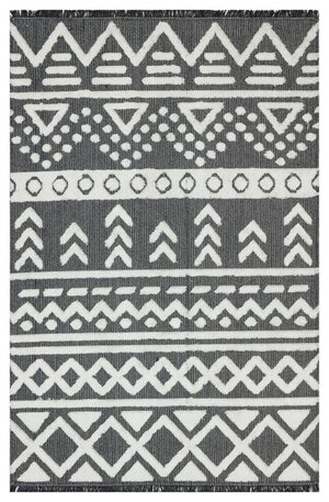 Habitat Grey Scandinavian Patterned Shaggy Cotton Children's Rug 7602