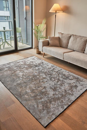 Hare Premium Modern Shiny Textured Area Rug 1322