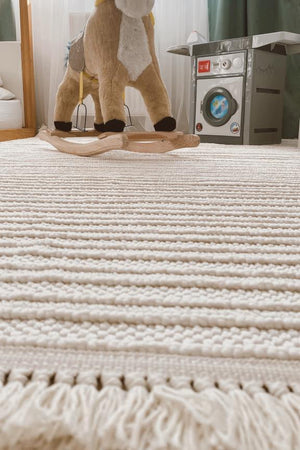 Havana Scandinavian and Embossed Patterned Fringed Area Rug 8551