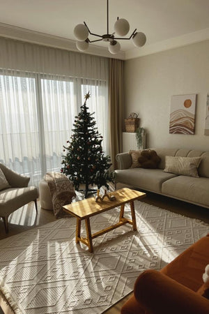 Havana Scandinavian and Embossed Patterned Fringed Area Rug 8561