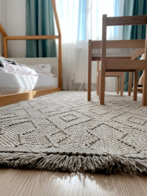 Havana Scandinavian and Embossed Patterned Fringed Area Rug 8571