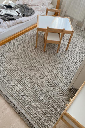 Havana Scandinavian and Embossed Patterned Fringed Area Rug 8581