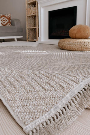Havana Scandinavian and Embossed Patterned Fringed Area Rug 8592