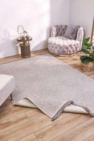 Havana Scandinavian and Embossed Patterned Fringed Area Rug 8593