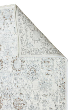 Heriz Bamboo Woven Ethnic Patterned Cream Area Rug 8213