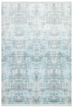 Lucca Washable Thin Blue Kitchen Rug with Non-Slip Base 6006