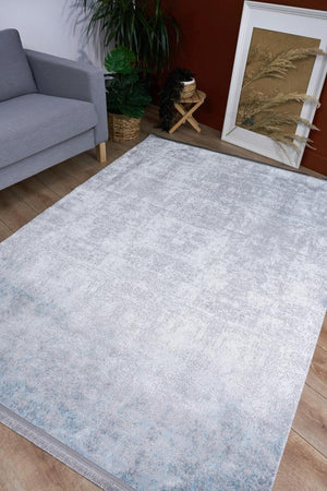 Lucca Washable Thin Blue Kitchen Rug with Non-Slip Base 6006