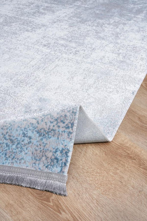 Lucca Washable Thin Blue Kitchen Rug with Non-Slip Base 6006