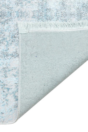 Lucca Washable Thin Blue Kitchen Rug with Non-Slip Base 6006