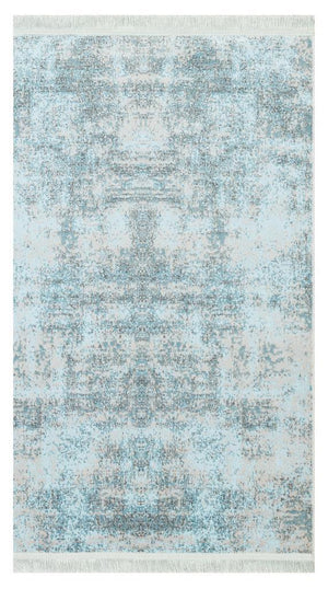 Lucca Washable Thin Blue Kitchen Rug with Non-Slip Base 6006