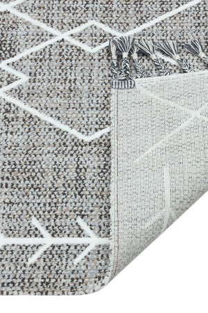 Marakes Scandinavian Patterned Fringed Thin Rug 1603