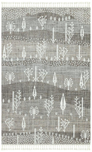 Marakes Scandinavian Patterned Fringed Thin Rug 1606
