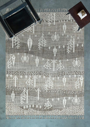 Marakes Scandinavian Patterned Fringed Thin Rug 1606