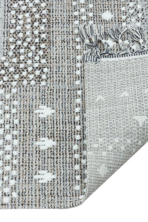 Marakes Scandinavian Patterned Fringed Thin Rug 1607