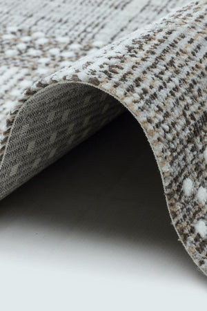 Marakes Scandinavian Patterned Fringed Thin Rug 1607