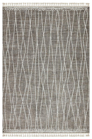Marakes Scandinavian Patterned Fringed Thin Rug 1608