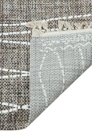 Marakes Scandinavian Patterned Fringed Thin Rug 1608