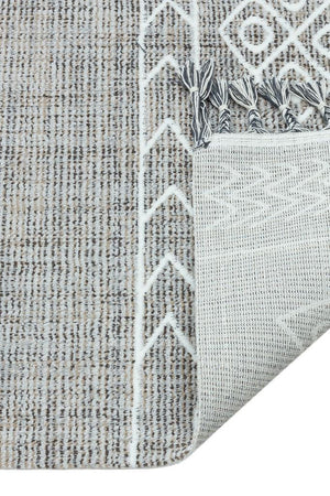 Marakes Scandinavian Patterned Fringed Thin Rug 1612