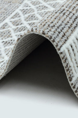 Marakes Scandinavian Patterned Fringed Thin Rug 1612