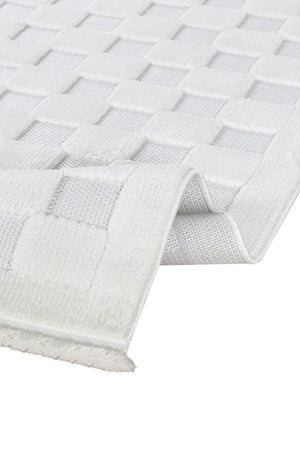 Orion Geometric and Embossed Patterned Cream Area Rug 4211