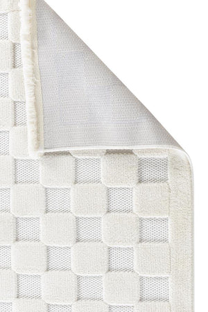 Orion Geometric and Embossed Patterned Cream Area Rug 4211