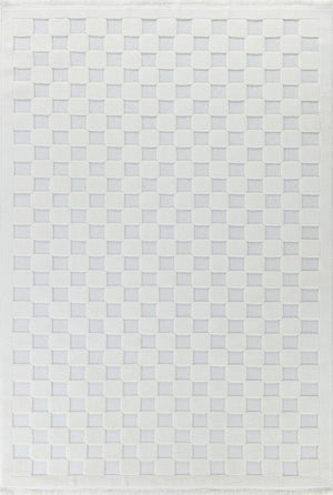 Orion Geometric and Embossed Patterned Cream Area Rug 4211