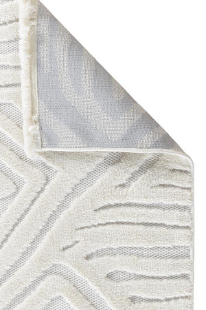 Orion Geometric and Embossed Patterned Cream Area Rug 4221