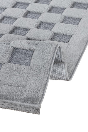 Orion Geometric and Embossed Patterned Gray Area Rug 4213