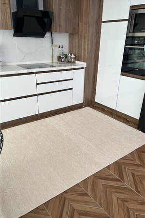 Pandora Plain Pattern Ecru Thin Rug 2411