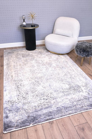 Queen Anthracite Bamboo Woven Modern Living Room Rug 8111