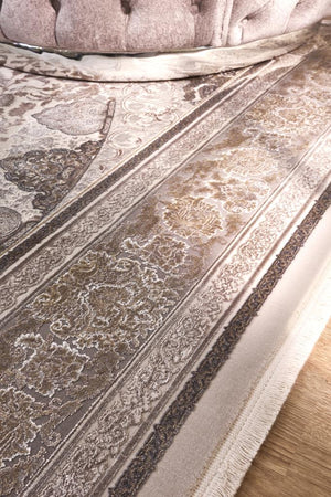 Queen Beige Bamboo Woven Modern Living Room Rug 8117