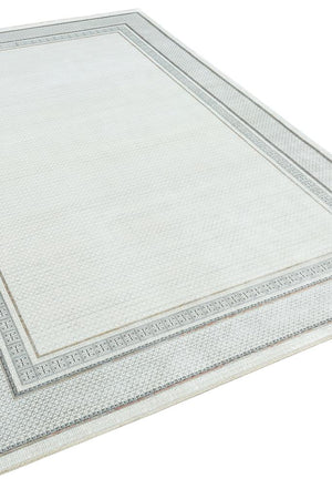 Queen Cream Bamboo Woven Modern Living Room Rug 8105
