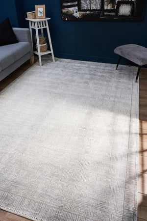 Queen Cream Bamboo Woven Modern Living Room Rug 8108
