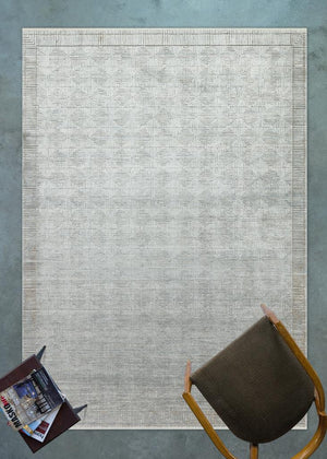 Queen Cream Bamboo Woven Modern Living Room Rug 8108